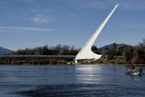 The Sundial Bridge is a unique one of a kind bridge streching accross the Sacramento river in Redding California. It does tell the time