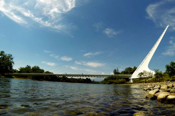 The Sundial Bridge in Redding, spanning the Sacramento River.